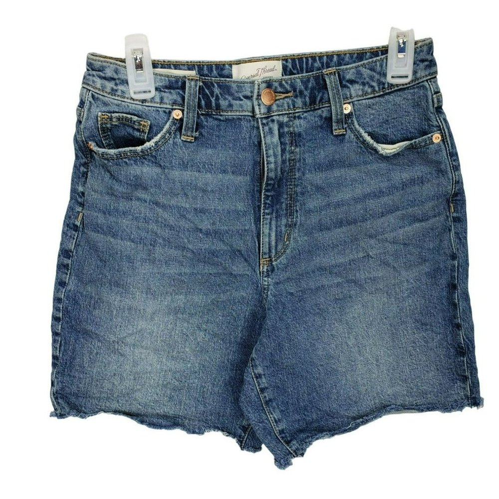 Universal Thread Women Vintage Bermuda Blue High Rise Raw Hem Jean Short 4/27R